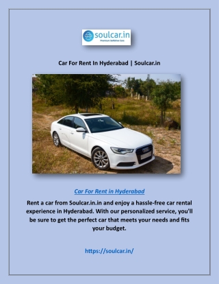 Car For Rent In Hyderabad | Soulcar.in