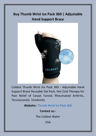 Buy Thumb Wrist Ice Pack 360  Adjustable Hand Support Brace