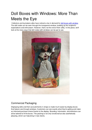 Doll Boxes with Windows_ More Than Meets the Eye