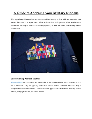 A Guide to Adorning Your Military Ribbons