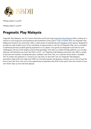 Pragmatic Play Malaysia