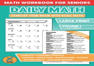 [DOWNLOAD PDF] Daily Math - Math Workbook For Seniors: Exercise Your Brain With