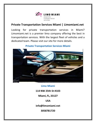 Private Transportation Services Miami | Limomiami.net