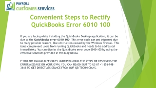 Convenient Steps to Rectify QuickBooks Error 6010 100