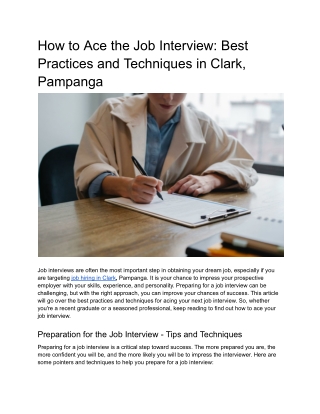 How to Ace the Job Interview_ Best Practices and Techniques in Clark, Pampanga