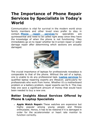 The Importance of Phone Repair Services by Specialists in Today's World