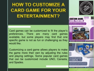 HOW TO CUSTOMIZE A CARD GAME FOR YOUR ENTERTAINMENT