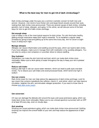 how to Get rid of dark circle for men