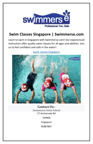 Swim Classes Singapore | Swimmerse.com