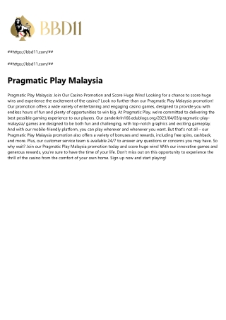 Pragmatic Play Malaysia