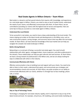 Real Estate Agents in Milton Ontario