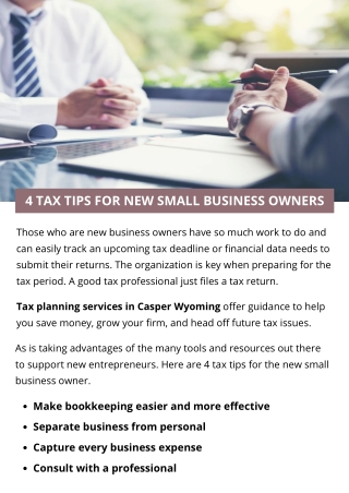 4 TAX TIPS FOR NEW SMALL BUSINESS OWNERS