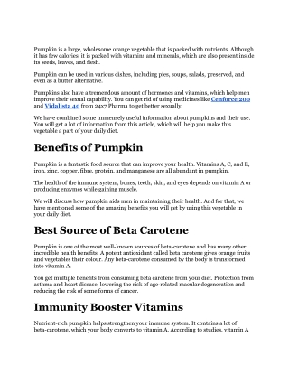 How Pumpkin Helps Men To Retain Their Good Health