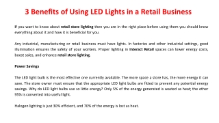 3 Benefits of Using LED Lights in a Retail Business
