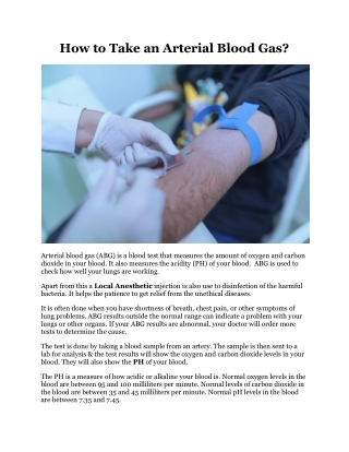 How to Take an Arterial Blood Gas