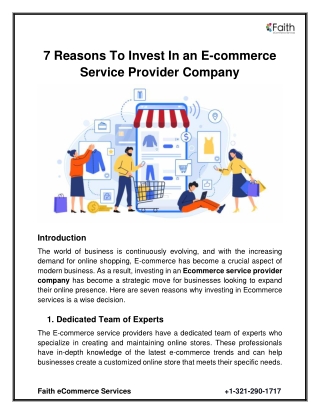 7 Reasons To Invest In an E-commerce Service Provider Company