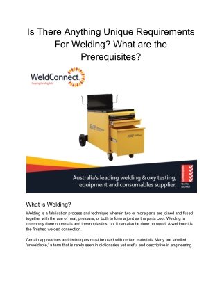 Is There Anything Unique Requirements For Welding_