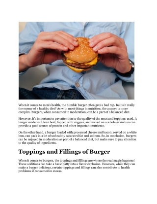 Is Burger Bad For Men's Health