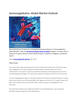 Immunoglobulins, Global Market Outlook