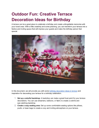 Outdoor Fun: Creative Terrace Decoration Ideas for Birthday