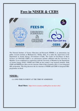 Fees in NISER