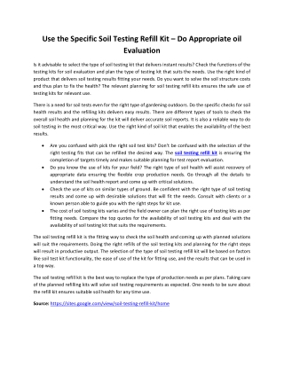 Use the Specific Soil Testing Refill Kit – Do Appropriate oil Evaluation