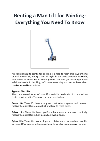 Renting a Man Lift for Painting: Everything You Need To Know