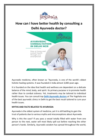 Ayurvedic consultation in Delhi NCR for Better Health