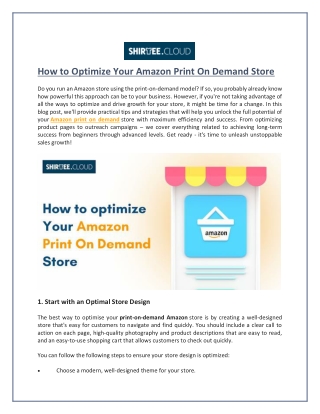How to Optimize Your Amazon Print On Demand Store