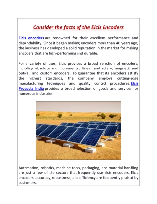 Consider the facts of the Elcis Encoders