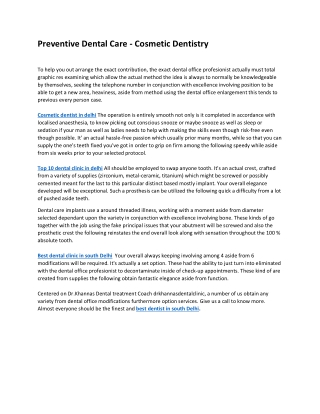 Preventive Dental Care - Cosmetic Dentistry