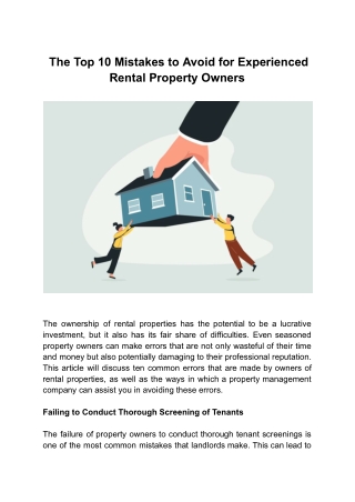 The Top 10 Mistakes to Avoid for Experienced Rental Property Owners