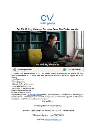Get CV Writing Help and Services From Our Professionals