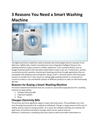 3 Reasons You Need a Smart Washing Machine