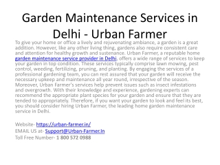 Garden Maintenance Services in Delhi - Urban Farmer
