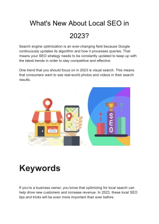 What's New About Local Seo in 2023?