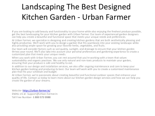Landscaping The Best Designed Kitchen Garden - Urban