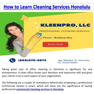 Three Reasons to Have Professional Commercial Cleaning Services in Honolulu