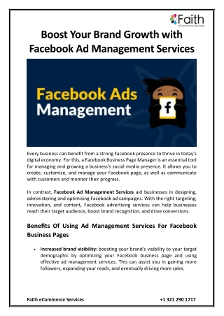 Boost Your Brand Growth with Facebook Ad Management Services