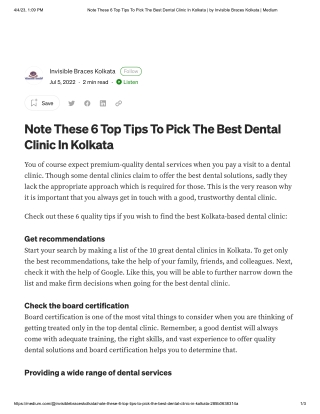 6 Top Tips To Pick The Best Dental Clinic In Kolkata