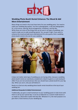 Wedding Photo Booth Rental Enhances The Mood & Add More Entertainment
