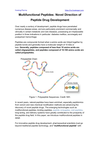 Multifunctional Peptides Novel Direction of Peptide Drug Development