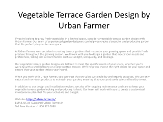 Vegetable Terrace Garden Design by Urban Farmer