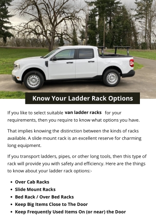 Know Your Ladder Rack Options