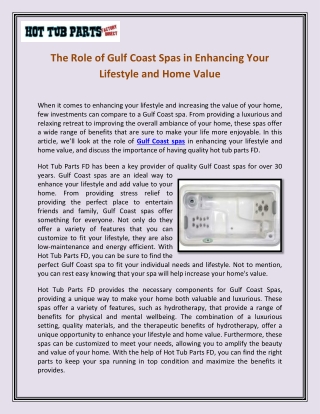 The Role of Gulf Coast Spas in Enhancing Your Lifestyle and Home Value