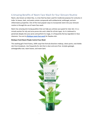 6 Amazing Benefits of Neem Face Wash for Your Skincare Routine