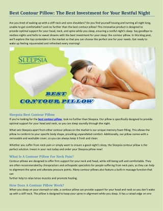 Best Contour Pillow- The Best Investment for Your Restful Night