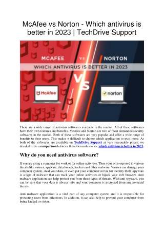 McAfee vs Norton - Which antivirus is better in 2023!  TechDrive Support
