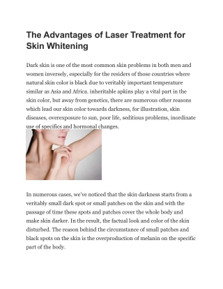 The Advantages of Laser Treatment for Skin Whitening