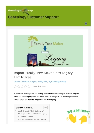 how to import FTM into legacy family tree?